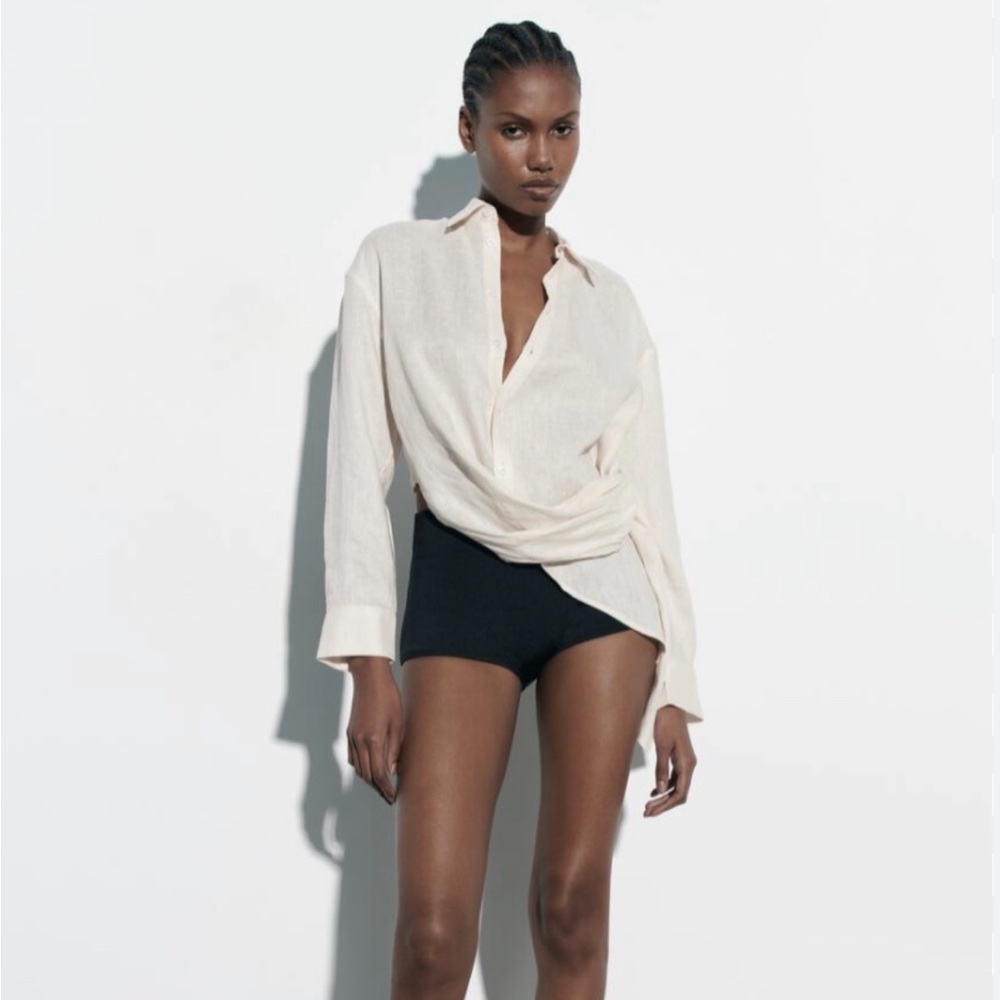 asymmetric linen shirt
